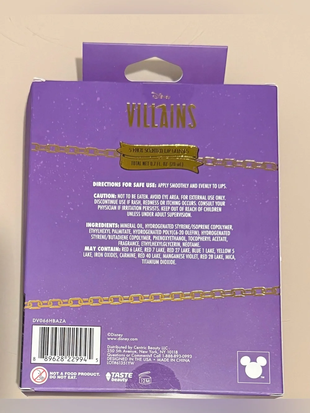 Disney Villains Scented Lip Gloss 5 Pack Set